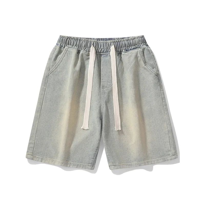 Small Columns Under The Sea Denim Shorts Unisex-2