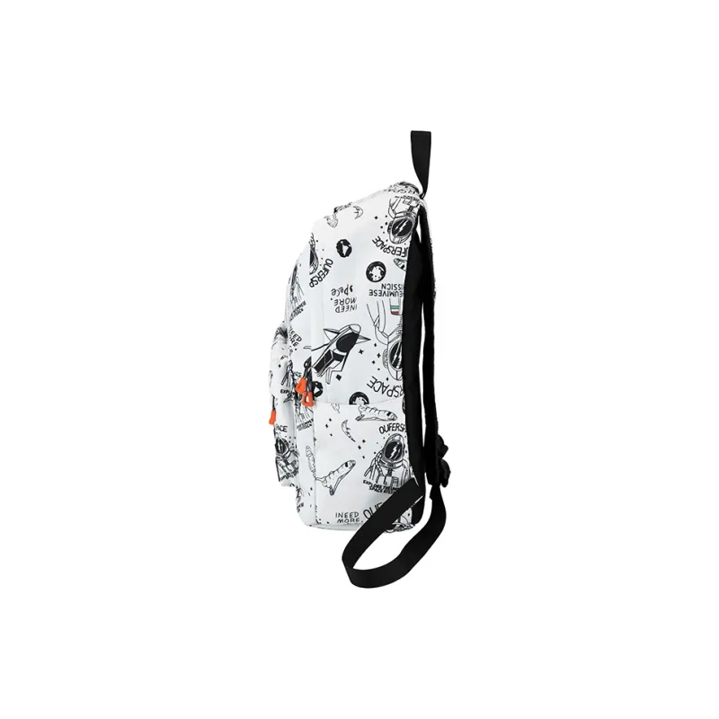Meow In The Grass Nylon Backpack Unisex White/Black-3