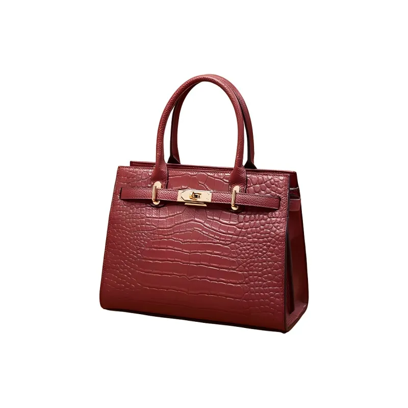 Boniu Cow Leather One Shoulder Handbag Women's Burgundy-0