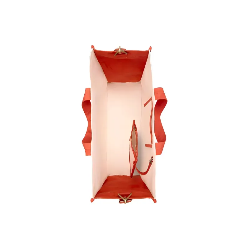 INES DE LA FRESSANGE Cotton Canvas Tote Bag, Shopping Bag, Shoulder Bag, Handbag Tubas Unisex Red-3