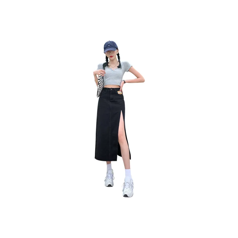 YINLEI Denim Long Skirt Women's-0
