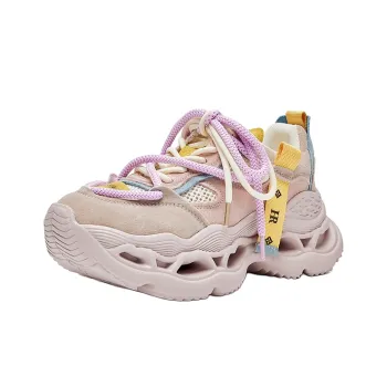 HR Breathable Height Increase Low Top Chunky Sneakers Women's Pink