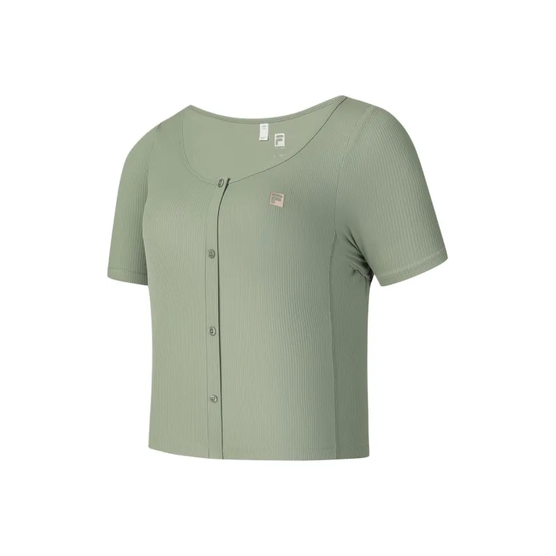 FILA FitnessAthletics SS25 T Shirt Women's Gray/Army Green KK-2