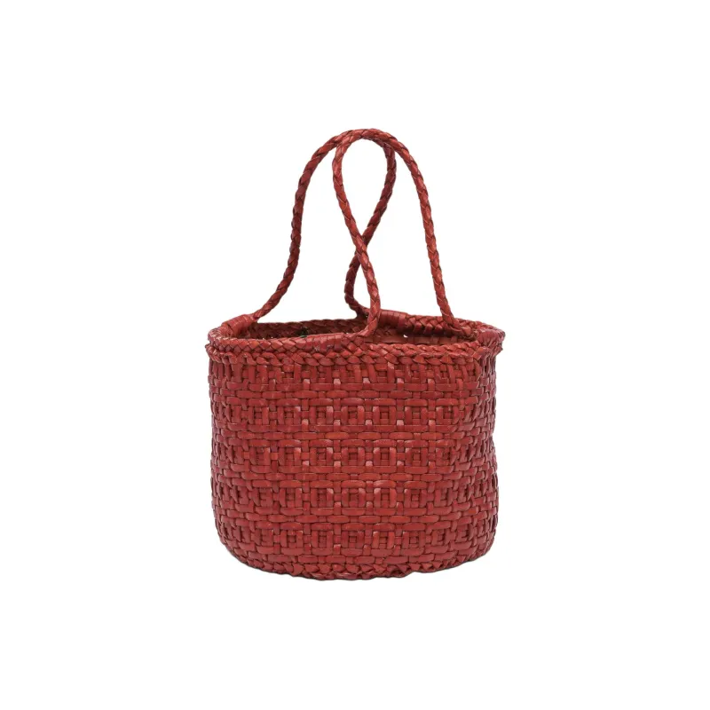 Dragon Diffusion Leather Basket Bag Handbag Mini Women's Red-1