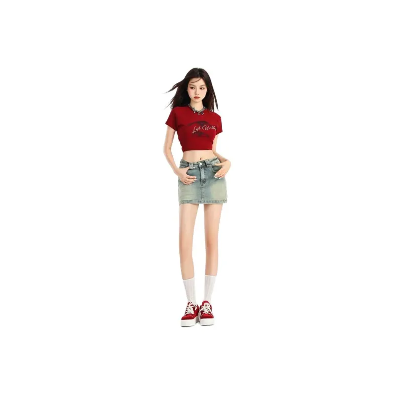 YINLEI Denim Short Skirts Women's-0
