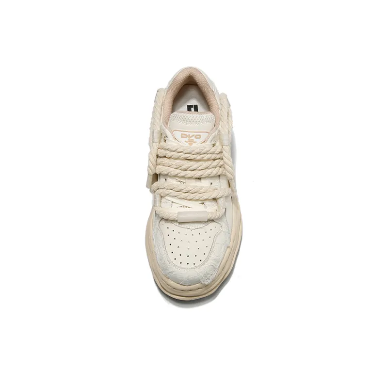 DVO Anti Slip Wear Resistant Low Top Stylish Skateboarding Shoes Unisex Beige-9
