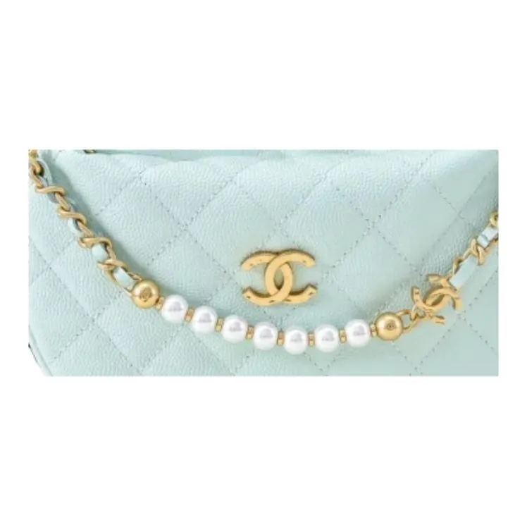 CHANEL Cow Leather Handbag Women's Blue-1