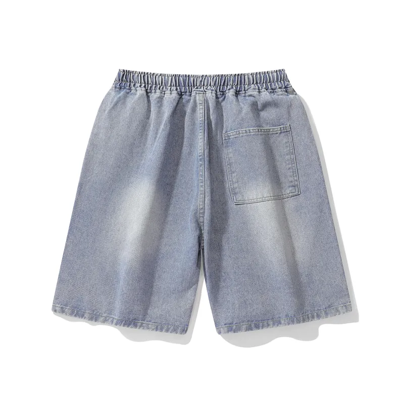 Small Columns Under The Sea Denim Shorts Unisex-5