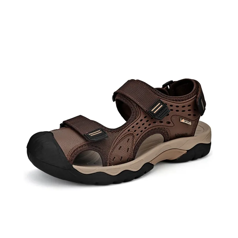 Wen Nai Anti Slip Wear Resistant River Trekking Shoes Men's Dark Brown-1
