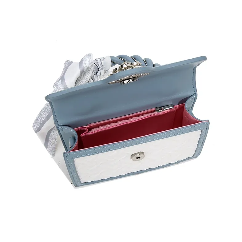 BUHOWE PU Handbag Women's Blue & White-3