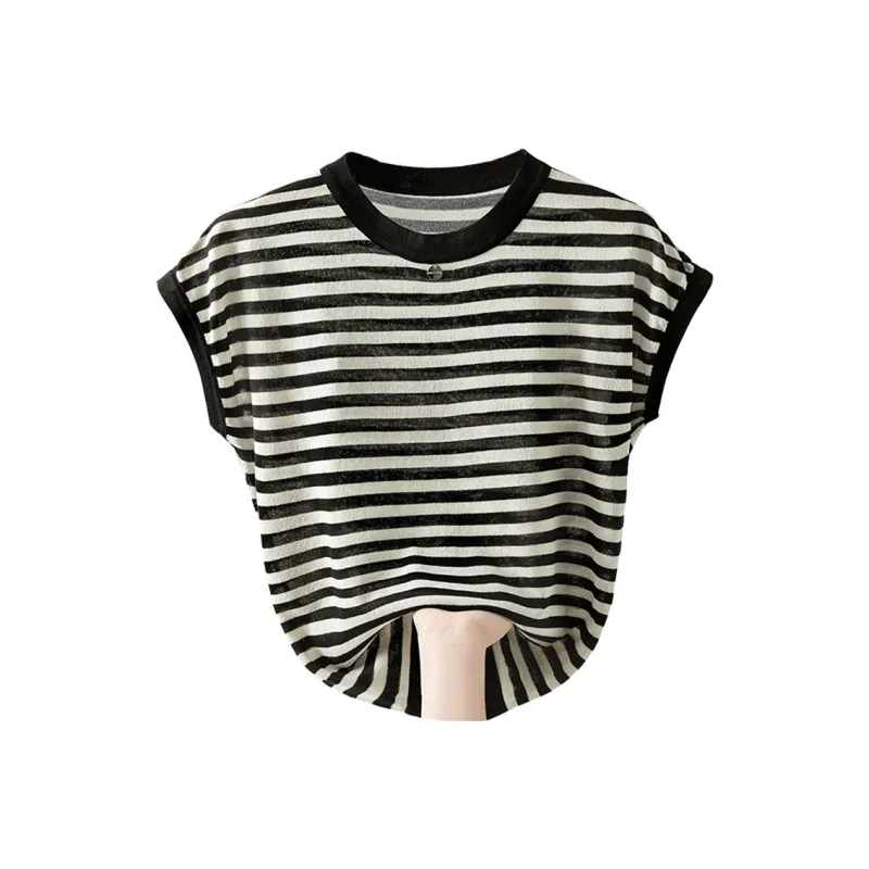 Cypress House Knitwear Women's Black Apricot Stripes-0