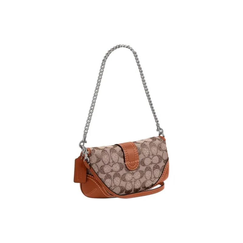 COACH Soho Leather One Shoulder Handbag Medium Size Women's Amber-1