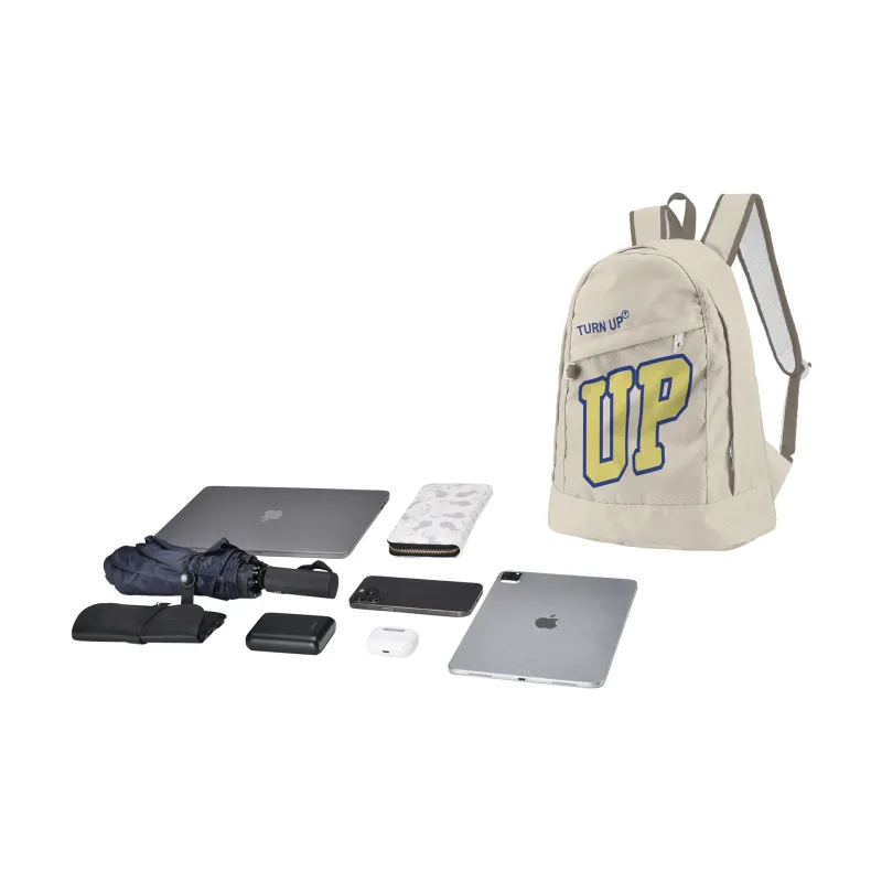 TURN UP Polyester Backpack Unisex Khaki-10