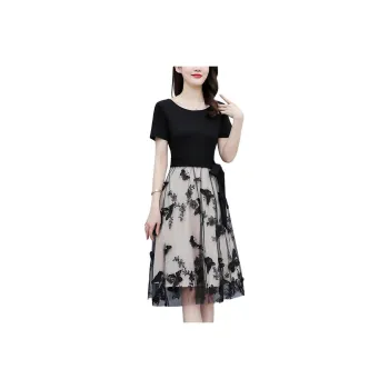 Flowers In Water Short Sleeved Dress Women's