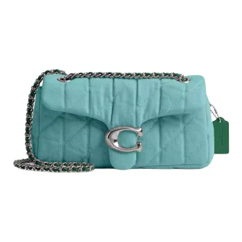 COACH Tabby Quilting Denim Shoulder Bag Medium Size Women's Blue