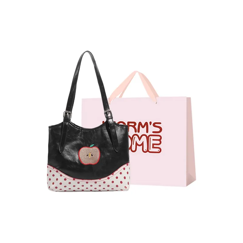 Worm's Home PU Shoulder Bag Women's Ecru/Black-2
