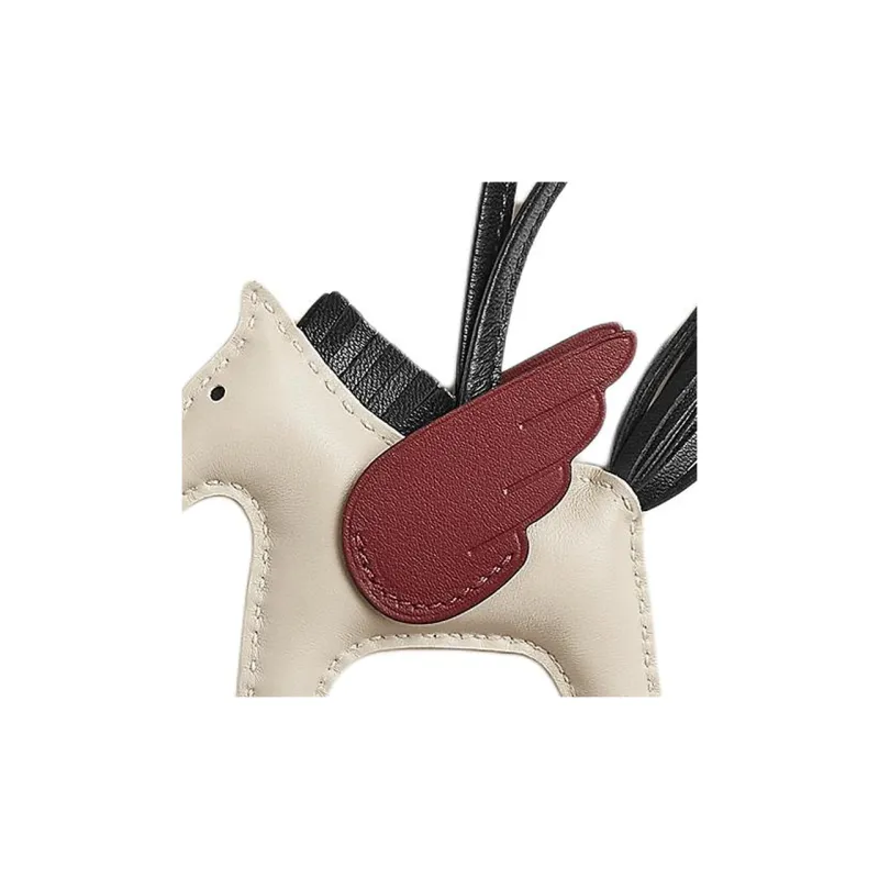 HERMES Rodeo Pegase Milo Lambskin With Swift Calfskin Bag Charm Bag Accessory Trumpets Unisex Chalk White & Black-1
