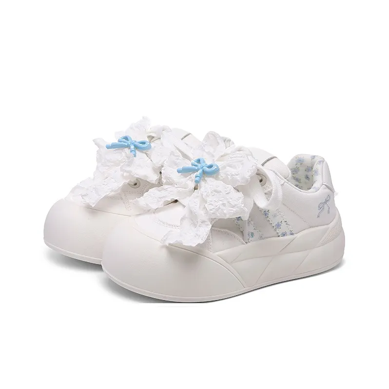 Cob Abrasion Resistant Breathable Low Top Skateboard Shoes Women's White Blue-12