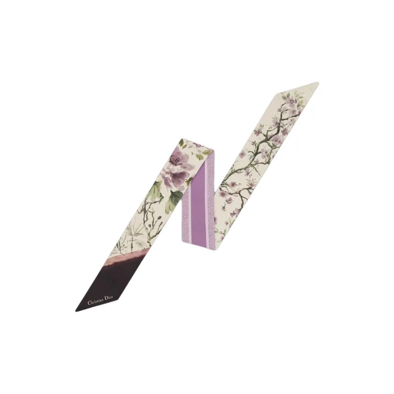 DIOR Mulberry Silk Scarves Women's White/Purple-0