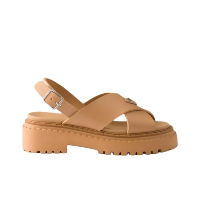 PRADA One Strap Sandals 5.5cm Women's Brown-1