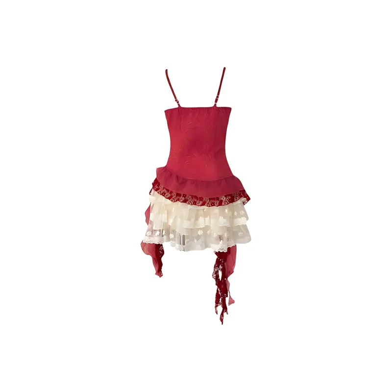 DOKZB Slip Dresses Women's Red-1