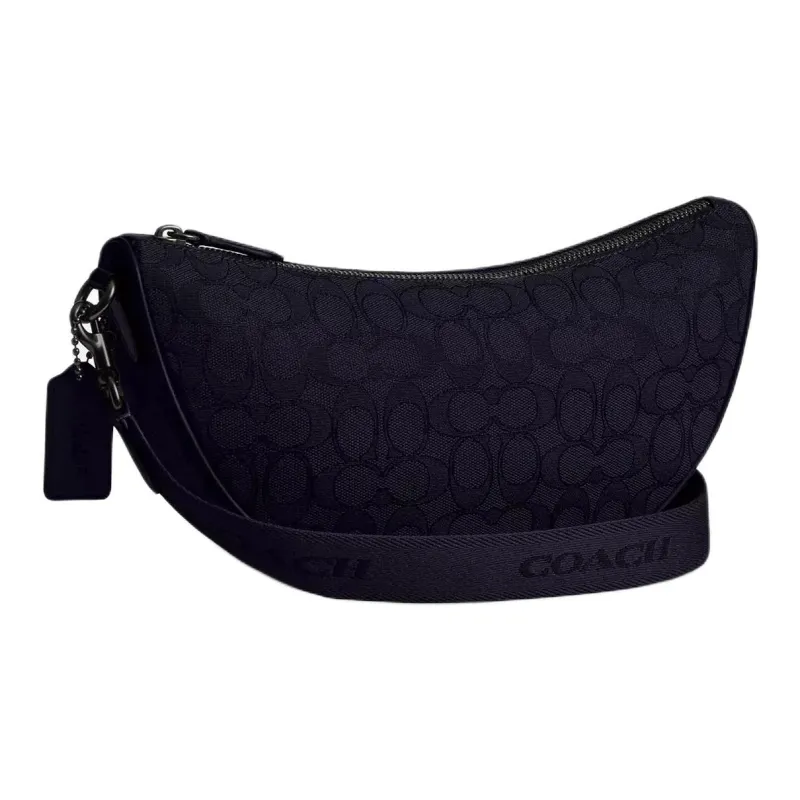 COACH HALL Polyester Croissant Bag, Shoulder Bag, Crossbody Bag Tubas Women's Black-1