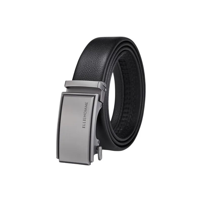 ELLE HOMME Top Grain Cow Leather Niche Design Business Workplace Etiquette Belt Men's Gunmetal Width 3.5cm-0