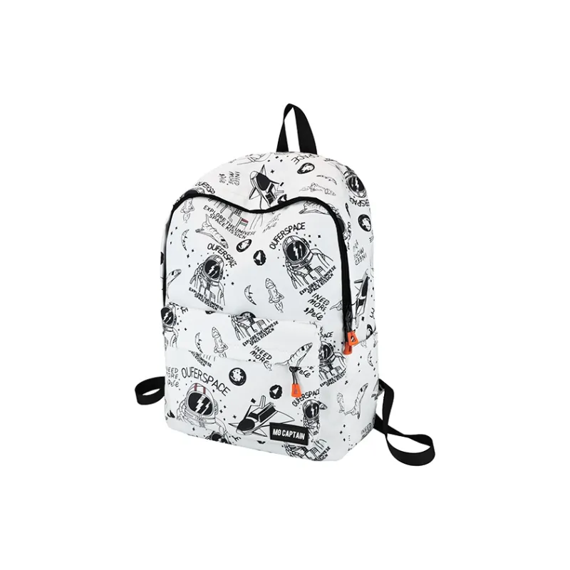 Meow In The Grass Nylon Backpack Unisex White/Black-1