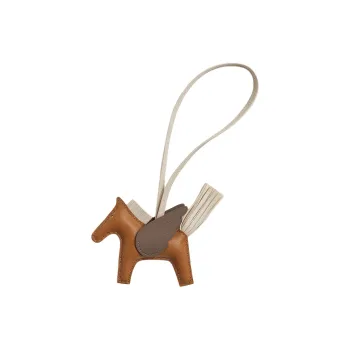 HERMES Rodeo Pegase Milo Lambskin With Swift Calfskin Bag Charm Bag Accessory Trumpets Unisex Gold Brown & Chalk White