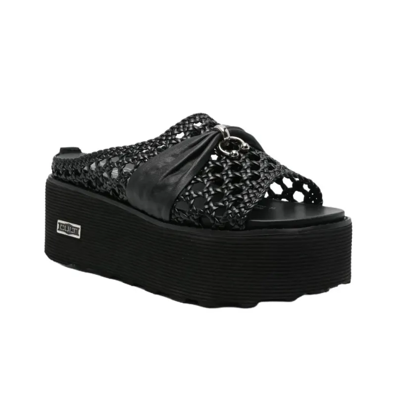 CULT GAIA Rubber Sole Slide Slippers 6cm Women's Black-2