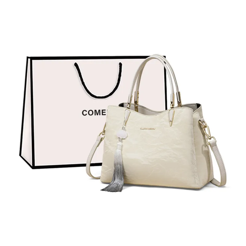 COMELY Synthetic Leather Shoulder Bag, Crossbody Bag, Handbag Women's Ecru-0