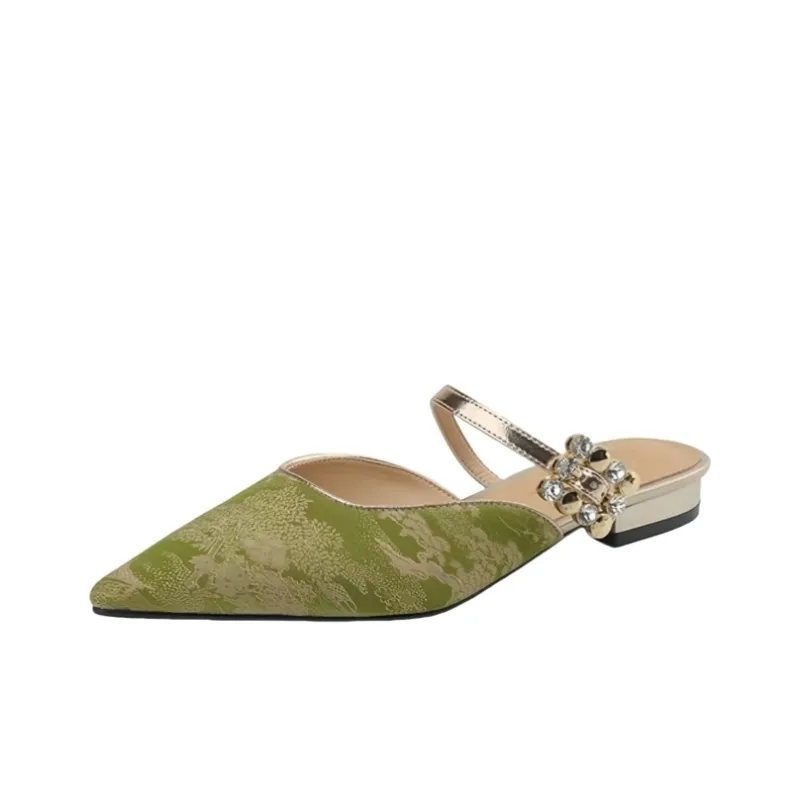 WUJI Embroidery Abrasion Resistant Slip Resistant Closed Toe Slippers Women's-0