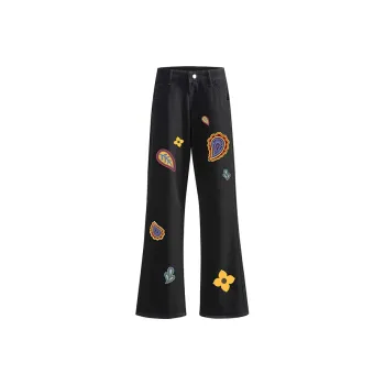 POLAR BEAR Youth Trendy Couple's Classic Comfortable Bootcut Mid Rise Slimming Solid Color Jeans Unisex