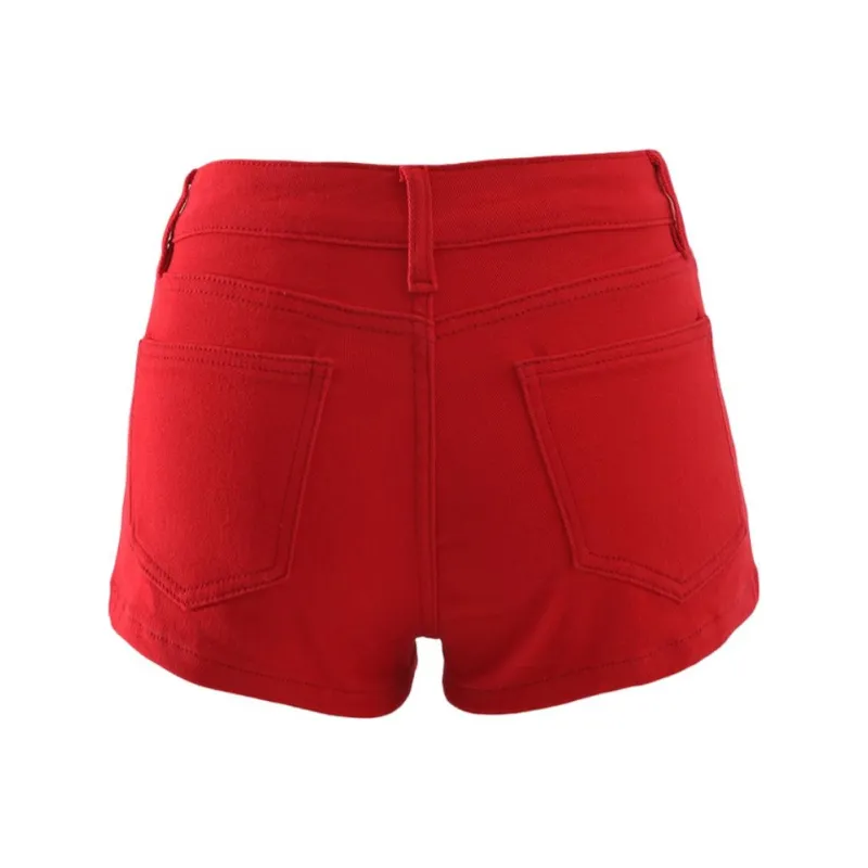 Wen Shan Denim Shorts Women's Red-1