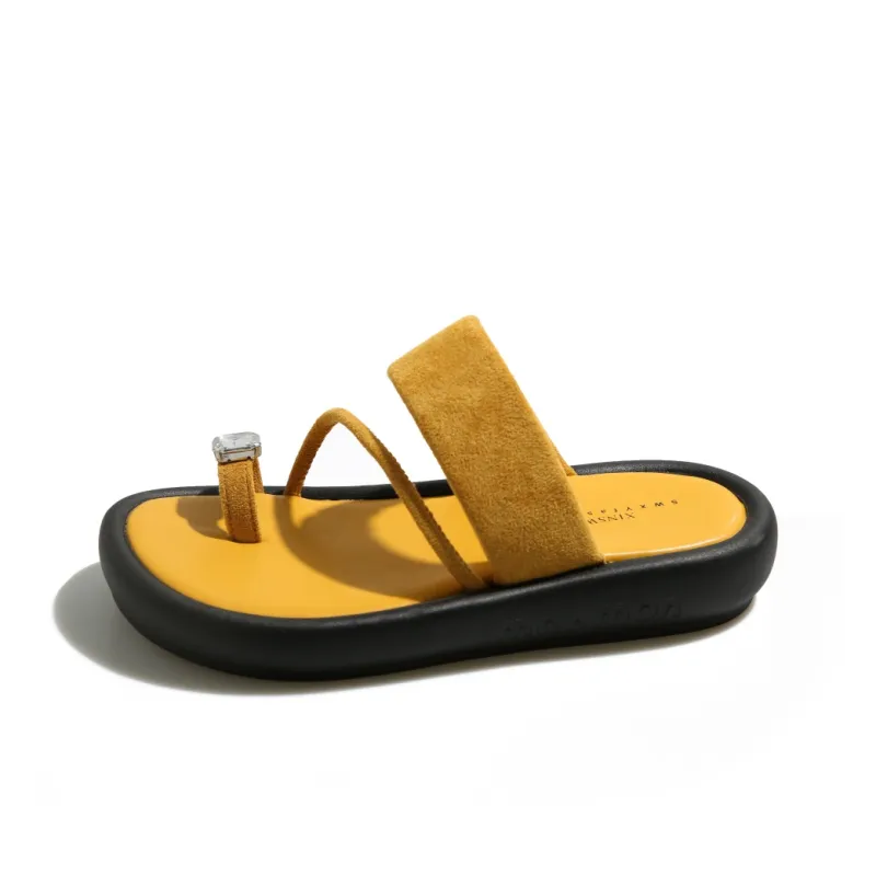 AJPAP Rubber Sole Rhinestone Slide Slippers Women's-8