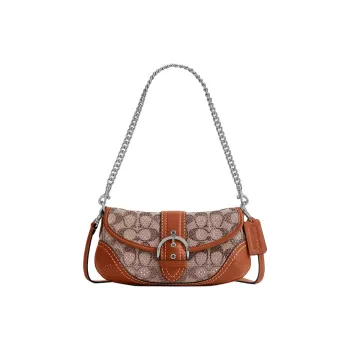 COACH Soho Leather One Shoulder Handbag Medium Size Women's Amber