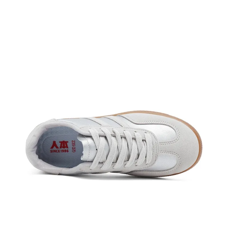 RENBEN Lightweight Anti Slip Low Top Skateboard Shoes Women's Silver-3