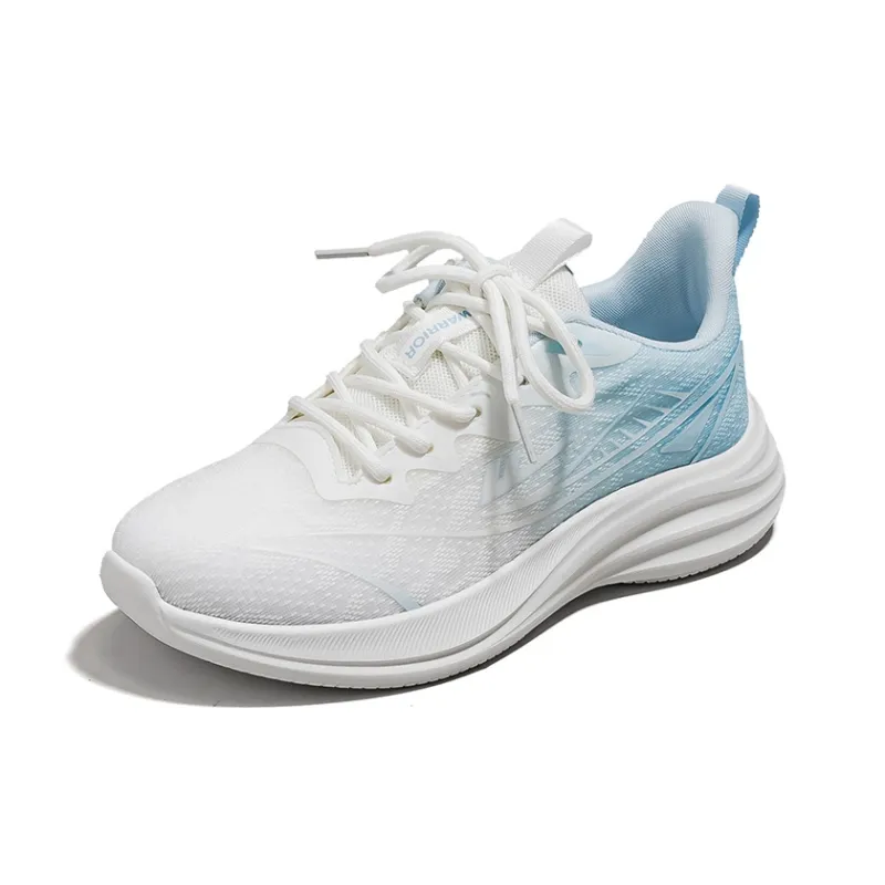 Warrior Breathable And Resilient Low Top Casual Running Shoes Women's White Light Blue-1