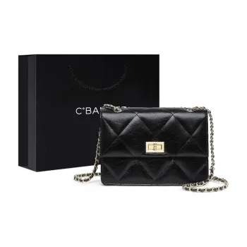 C°BANNER Cow Leather With Synthetic Leather Shoulder Bag, Crossbody Bag Medium Size Women's Black