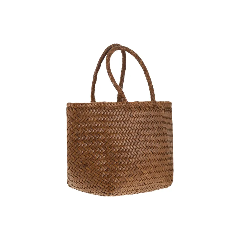 Dragon Diffusion Buffalo Calfskin Basket Handbag Trumpets Women's Brown-1