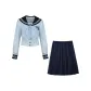 Long-Sleeved Top 65CM Midi Dress Clothing Sets (Includes Blue Polka Dot Bow)
