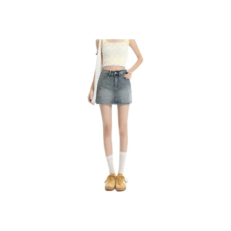 YINLEI Denim Short Skirts Women's-3
