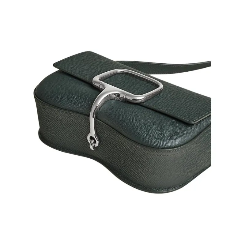 HERMES Della Cavalleria Epsom Leather Shoulder Bag Unisex Gray-3