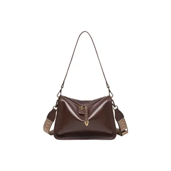 Narandu Cow Leather Patchwork Synthetic Leather Crossbody Bag Medium Size Women's Vegetable Tanned Coffee
