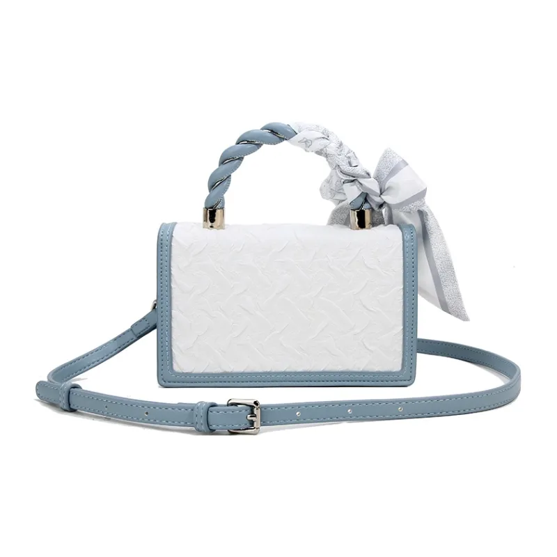 BUHOWE PU Handbag Women's Blue & White-2