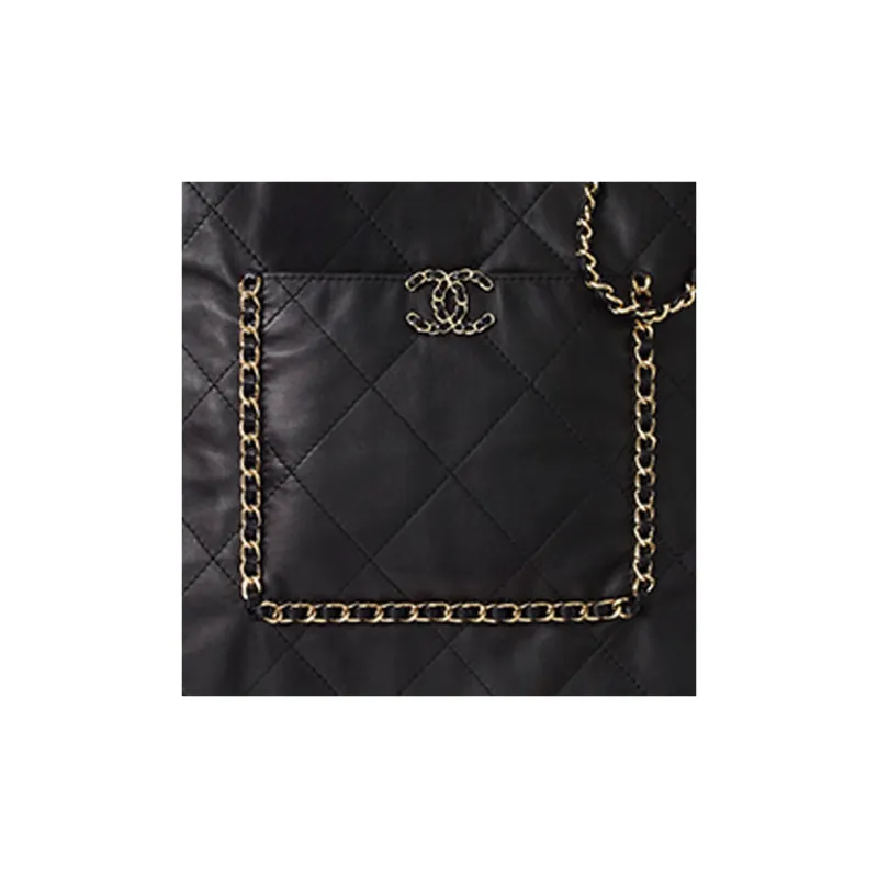 CHANEL 22c Early Spring Calfskin Tote Bag, Shopping Bag, Shoulder Bag, Crossbody Bag, Handbag Women's Black-3