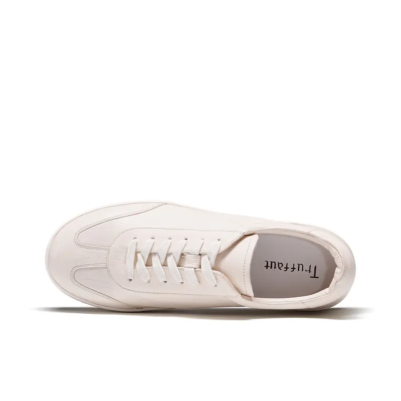 TRUFFAUT Soft Shoe Upper German Army Trainers Low Top Skateboard Shoes Men's White-3