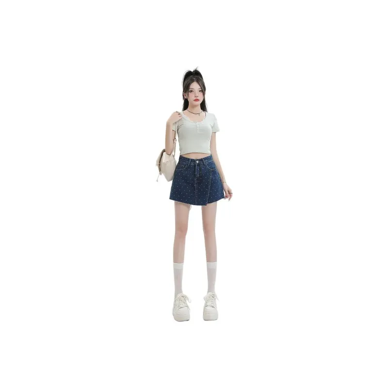 YINLEI Denim Short Skirts Women's-0