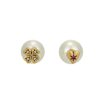 DIOR Metal Earrings Women's Gold/White