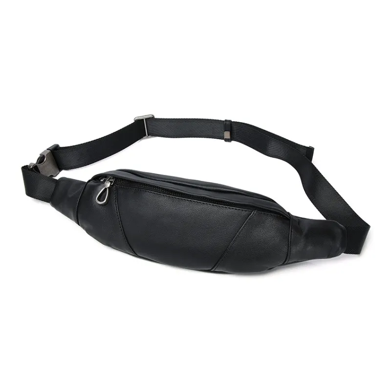 VANDEE Cow Leather Crossbody Bag Sling Bag Men's Black-3